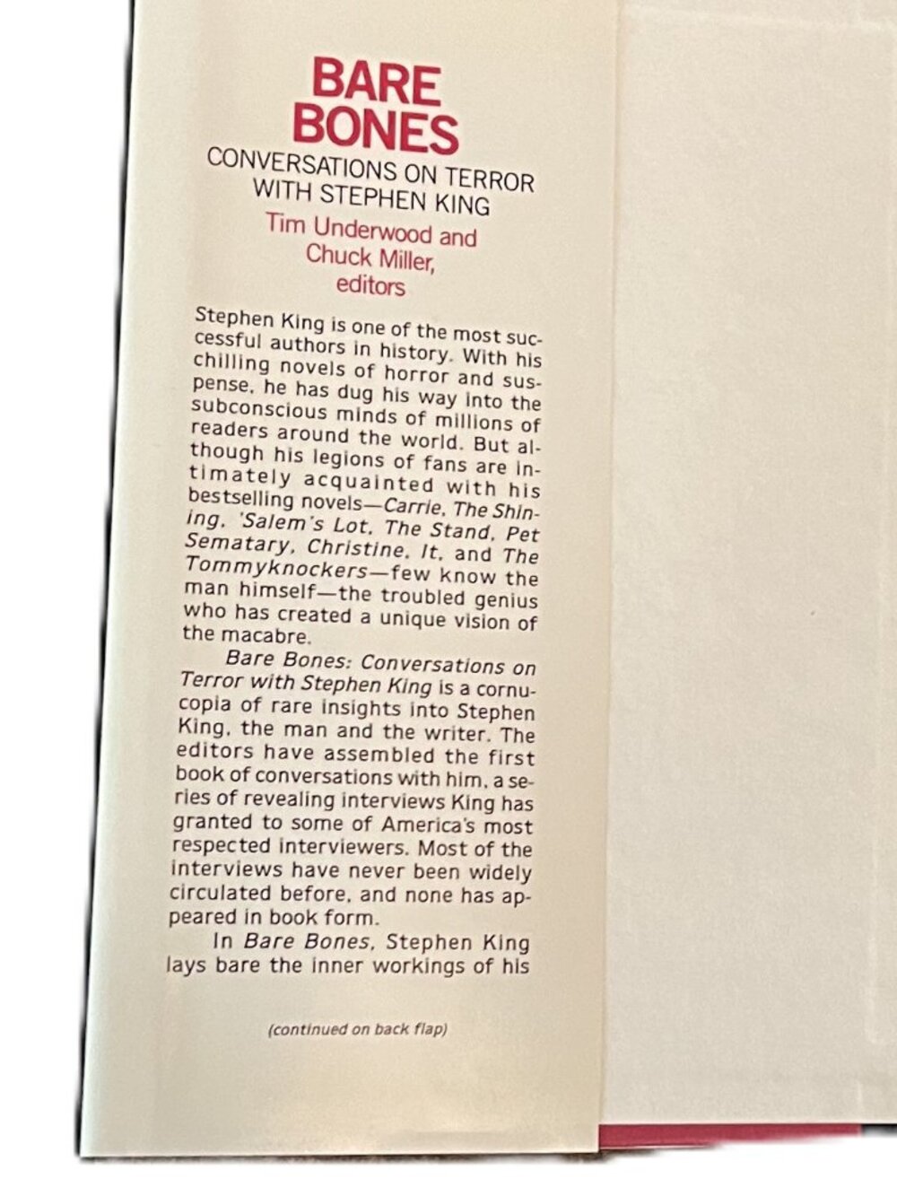 Bare Bones, Conversations on Terror with Stephen King, Hardcover - Picture 2 of 6